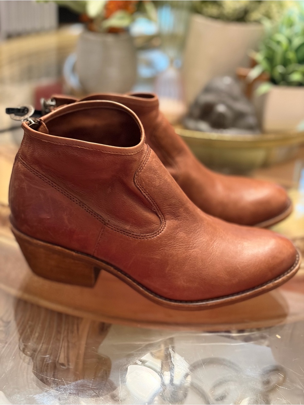 Sofft Cognac Leather Ankle Booties. New without tags